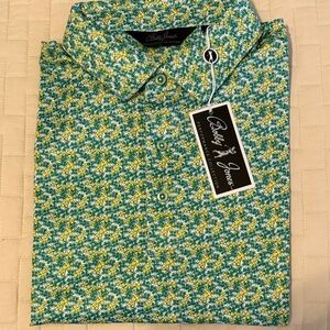 Bobby Jones Performance Lucky Print Short-Sleeve Polo. NWT. Large  ☘️